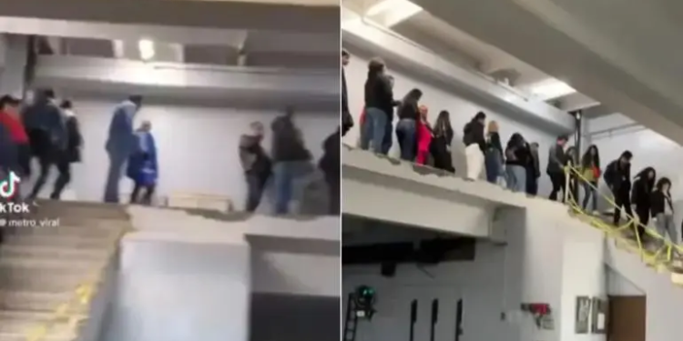 Escaleras sin barandal en el Metro Ciudad Deportiva causan alarma