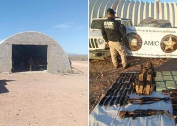 Encuentran ‘narcobúnker’ en Sonora con un arsenal y autos robados