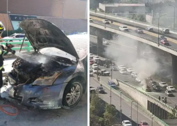 Sofocan incendio en Periférico Sur, a la altura de Plaza Artz; sin lesionados