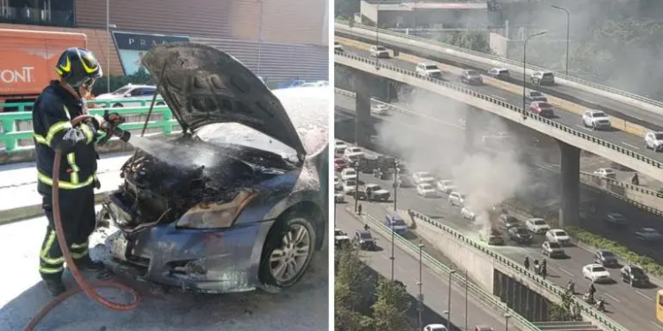 Sofocan incendio en Periférico Sur, a la altura de Plaza Artz; sin lesionados