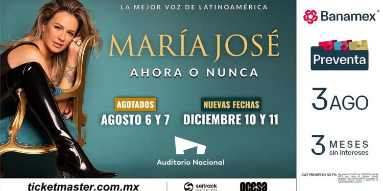 María José anuncia dos fechas más en el máximo escenario de Reforma