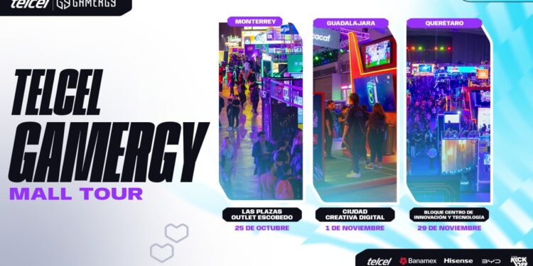 La emoción por el gaming y el entretenimiento llegará a Monterrey, Guadalajara y Querétaro de la mano del Telcel GAMERGY Mall Tour