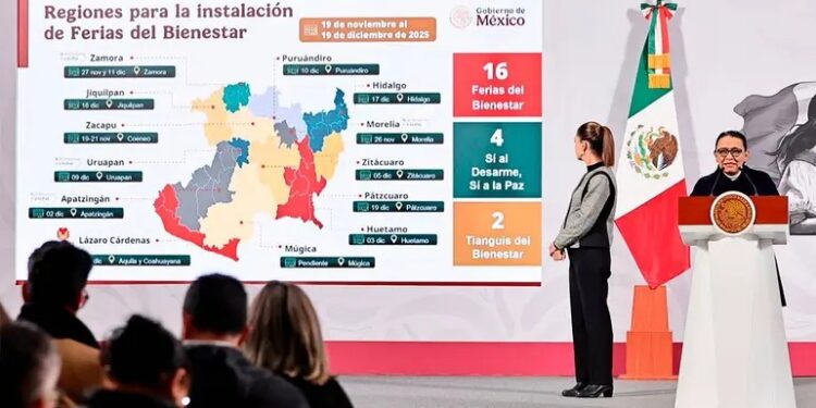 Rosa Icela anuncia Ferias y Tianguis del Bienestar y jornadas de Sí al desarme, sí a la paz en Michoacán