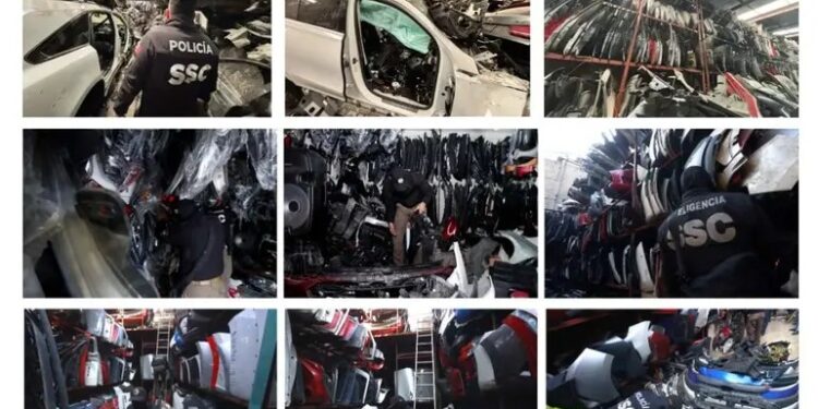 Aseguran casi 2 toneladas de autopartes en 20 cateos en CDMX