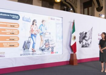 Presidenta Claudia Sheinbaum destaca récord histórico de 34.5 millones de visitantes extranjeros en primer cuatrimestre del 2026